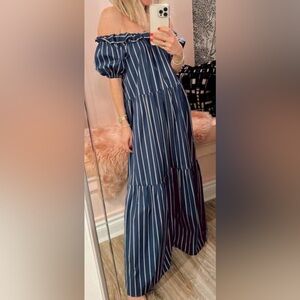E LEI Coquette off the shoulder long dress
